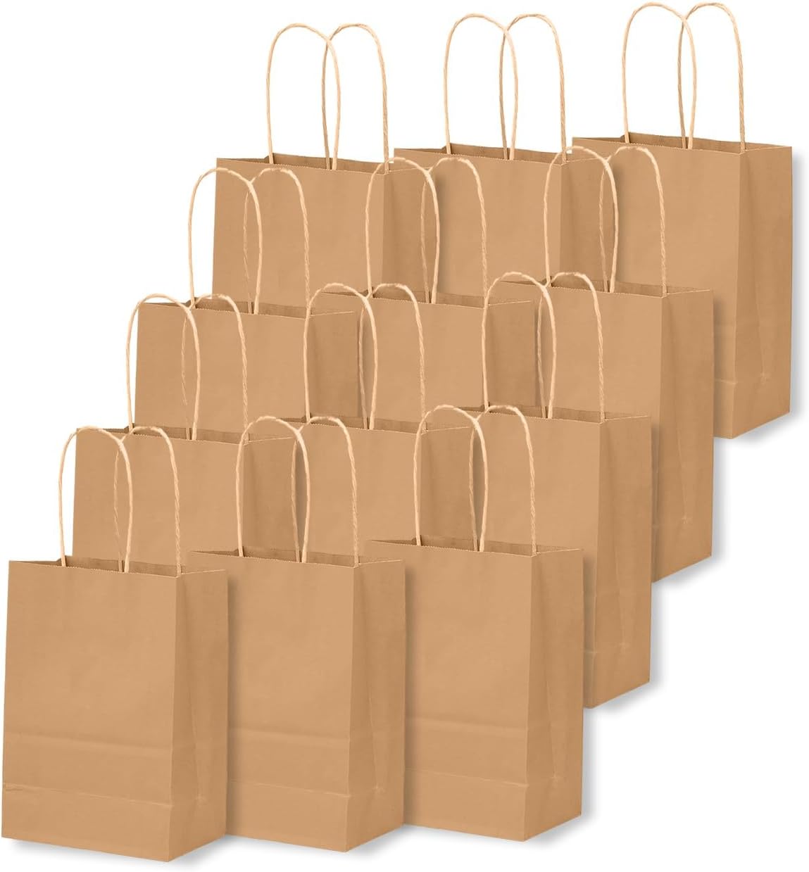 30-Packs Brown Gift Bags with Handles Bulk 4.5"x2.5"x6" Mini Size Party Paper Bags