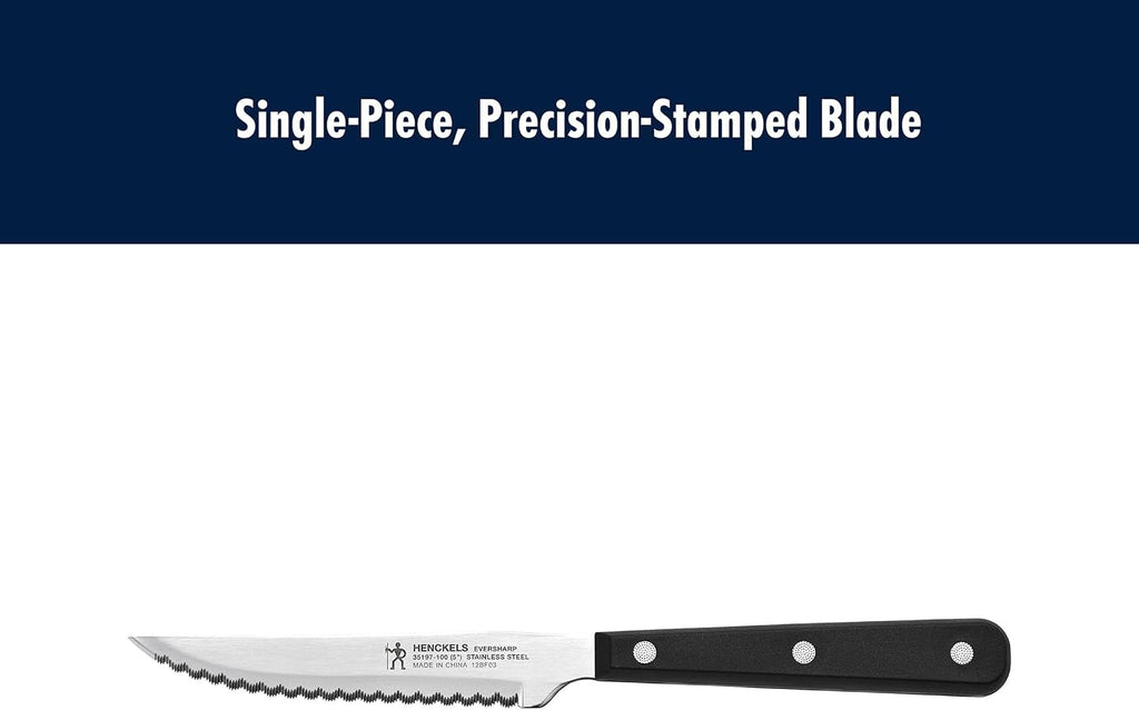 Razor-Sharp Steak Knives Set of 8, German Engineered, Black Handle