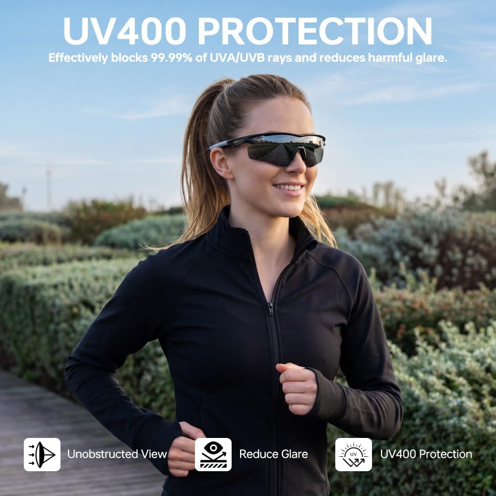 Polarized Running Sunglasses for Men Women Ultra-Comfort, UV400 Protection | 22g Lightweight TR90 Frame & Adjustable