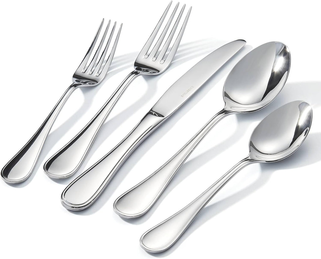 18/10 Stainless Steel Silverware Set for 12, 60 Piece Teardrop Flatware Set