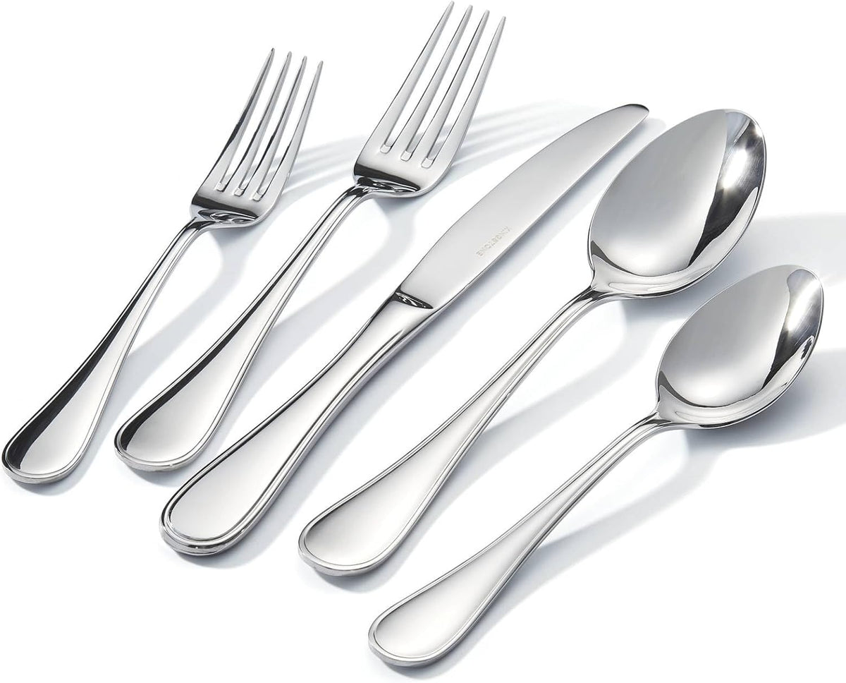 18/10 Stainless Steel Silverware Set for 12, 60 Piece Teardrop Flatware Set
