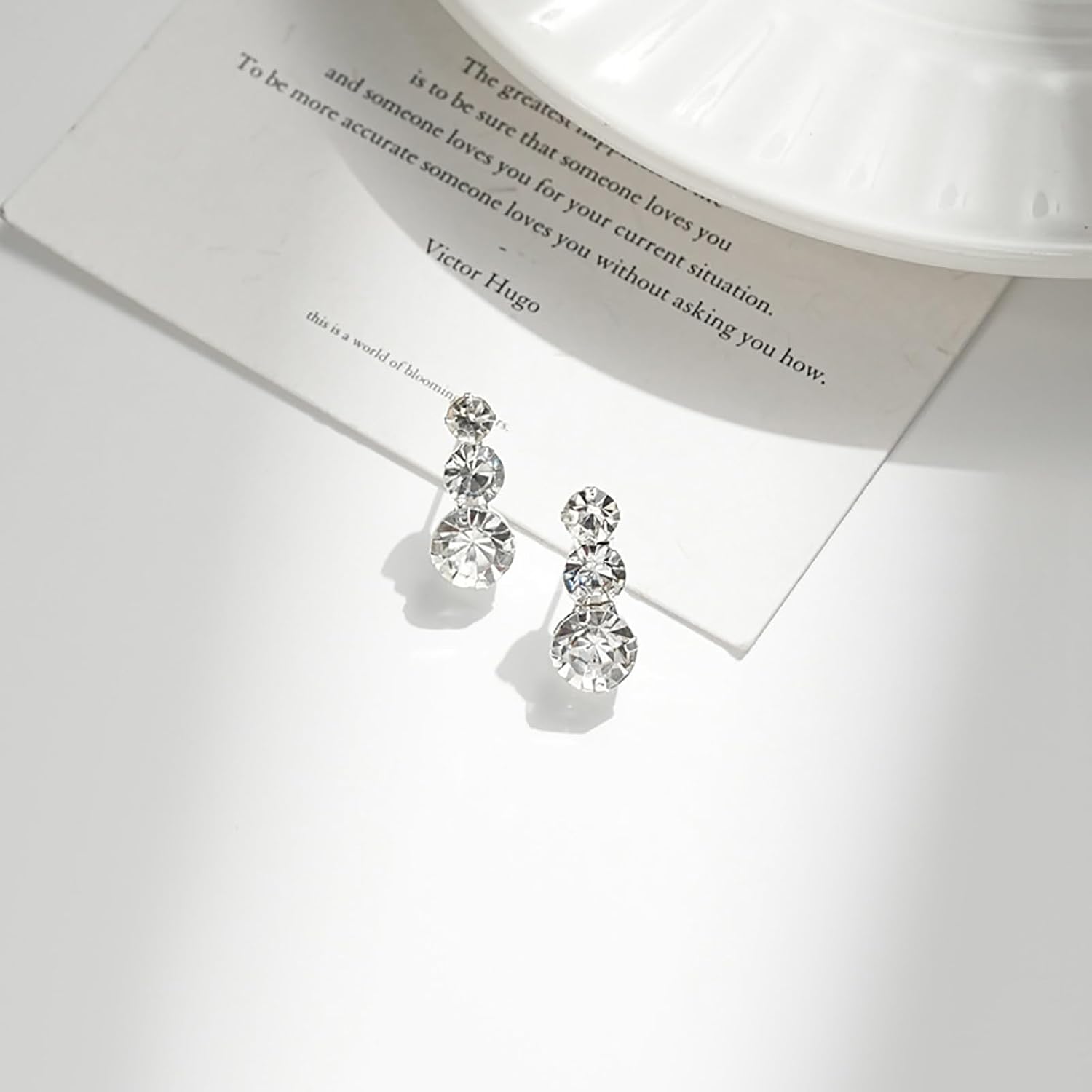 Crystal Wedding Jewelry Set, Silver Necklace Earrings Bracelet Crystal Bridal Wedding Jewelry Sets for Brides