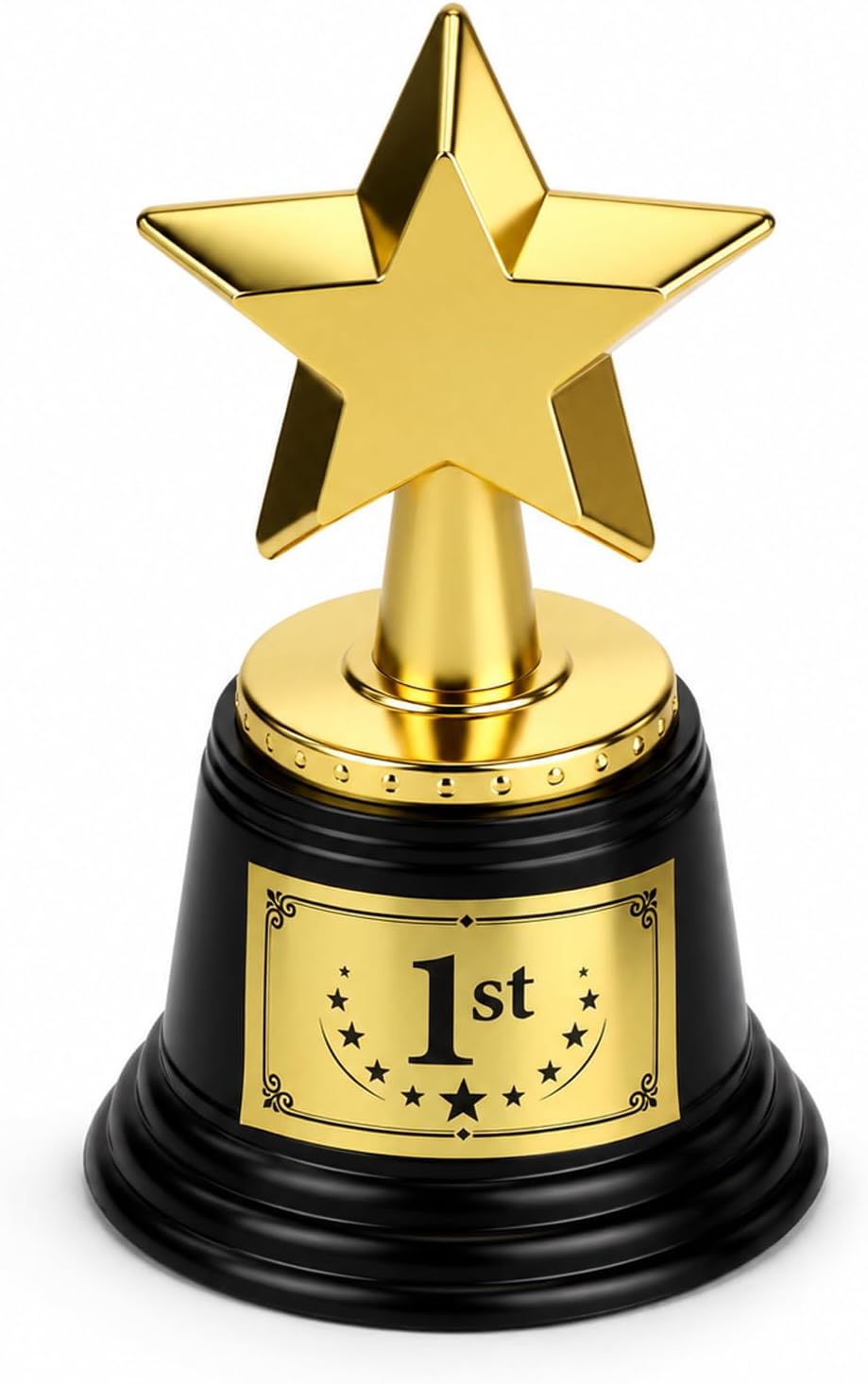 Small Trophy Star Cups 4.5" Gold Plastic Trophy with Pre-Attached 1st Place Label First PlaceTrophy Award Cup for