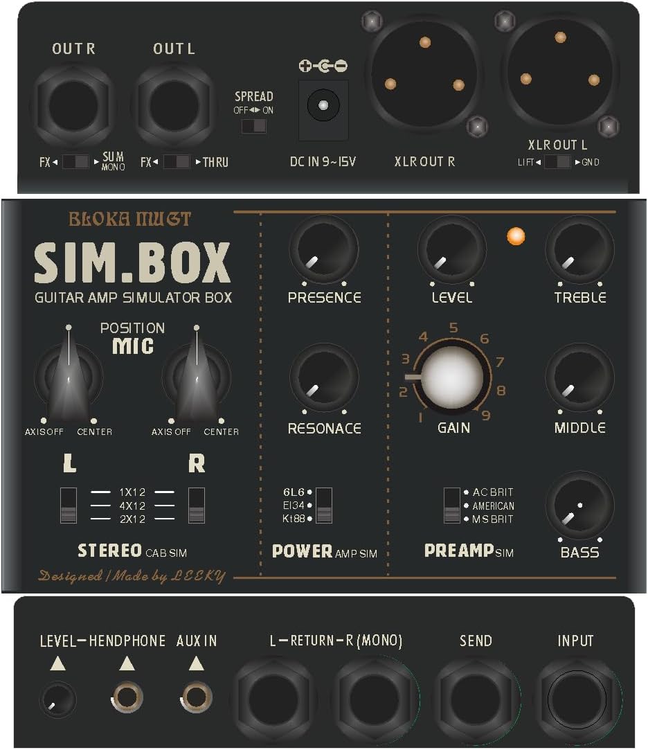 Guitar Effect Pedal Amplifier Simulation for Electric Guitar - All - analog Guitar Amp Speaker Simulator Pedal (Black)