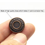 17mm Brass Jeans Buttons, No Sew Metal Tack Buttons Replacement Kit