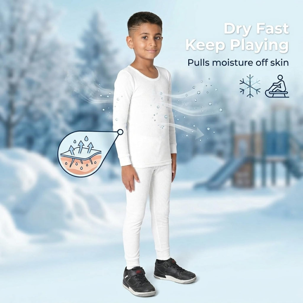 Boys Thermal Top and Bottom Underwear Set; Long Johns for Kids; Base Layer Set for Cold Weather; Microfleece Moisture
