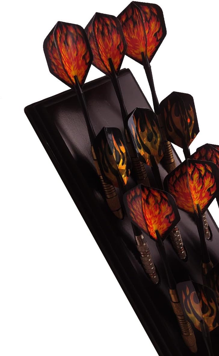 Dart Caddy, Wall Mount Wood Dart Holder/Stand, Holds 15 Steel/Soft Tip Darts, Solid Wooden Rack with Accessory