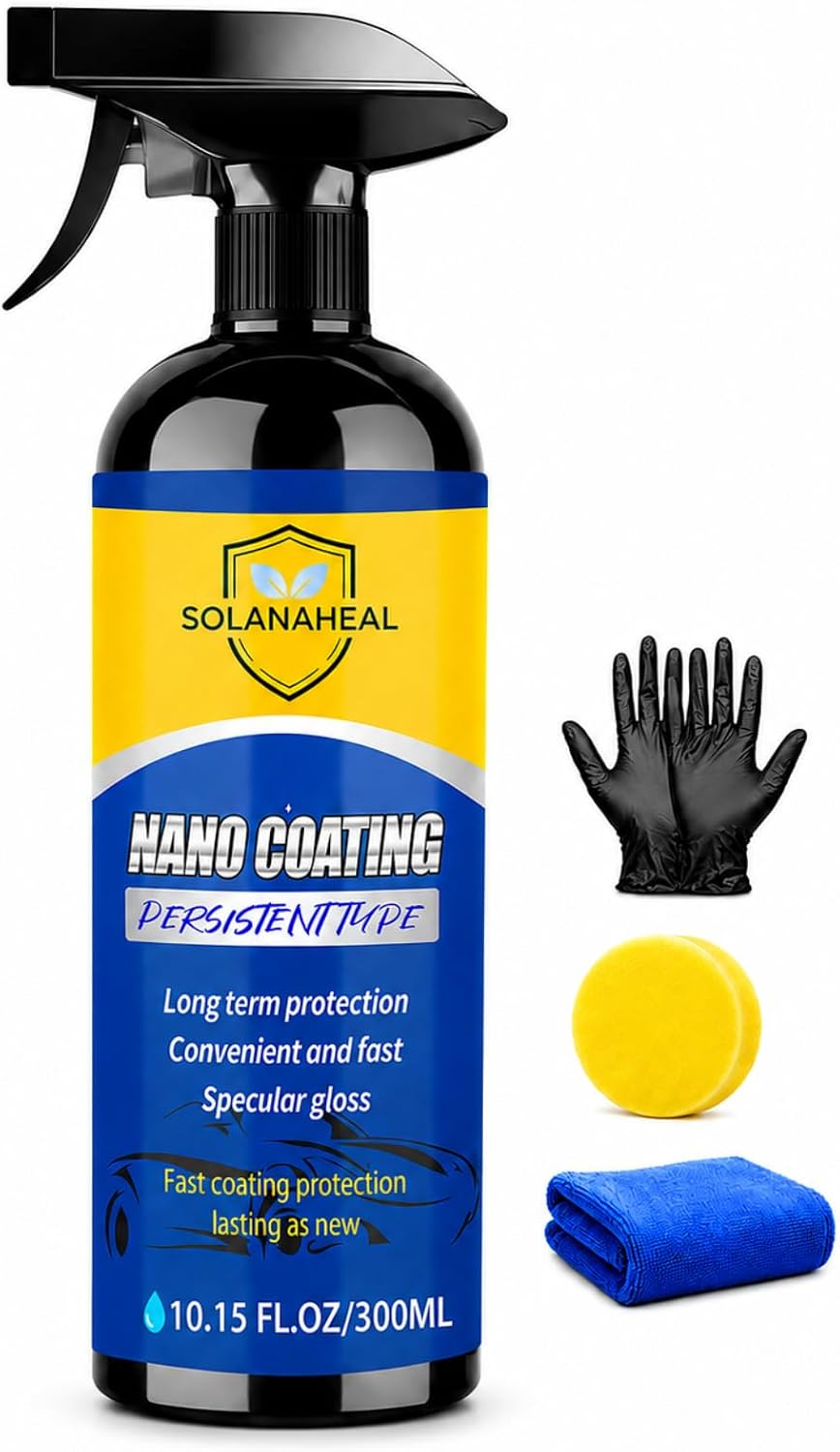 Nano Ceramic Coating Spray Kit, Quick Hydrophobic Car Wax Polish, High Gloss Paint Sealant, Scratch Repair UV