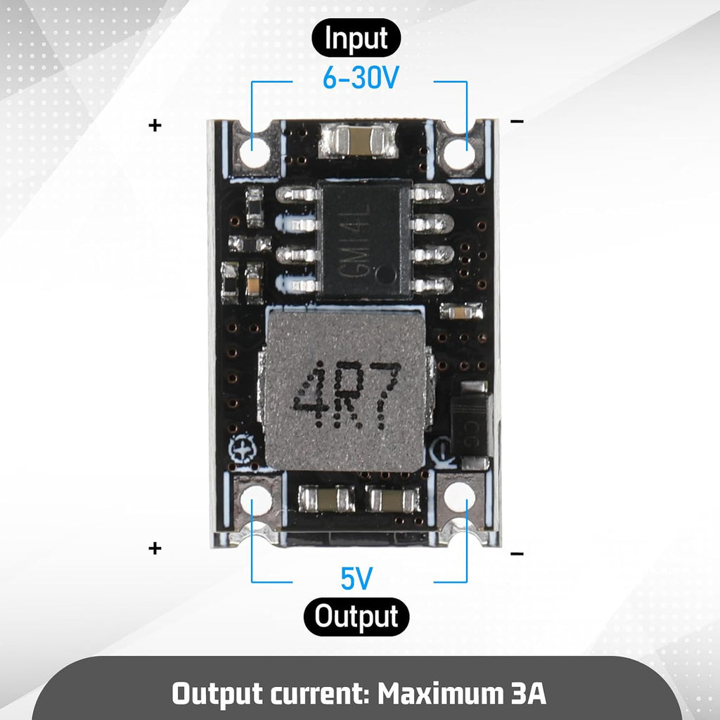 6 Packs 5V Buck Converter Module, 5V-30V to 5V DC DC Voltage Regulator Mini MP1584EN DC-DC 3A Power Supply Adjustable Module PCB Board Power Buck Modules