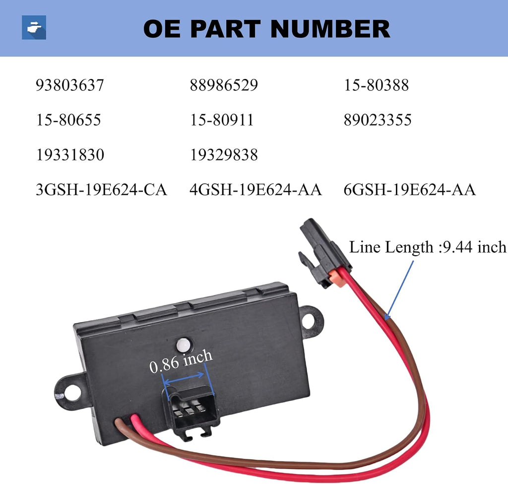 PANNUOSCS Blower Motor Resistor 3GSH-19E624-CA Fit for 2003-2007 Hummer H2