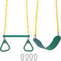 Trapeze Swing Bar Rings and Swing Seat for Kids,Heavy Duty Safe Playground Swings Set Replacement for Children's