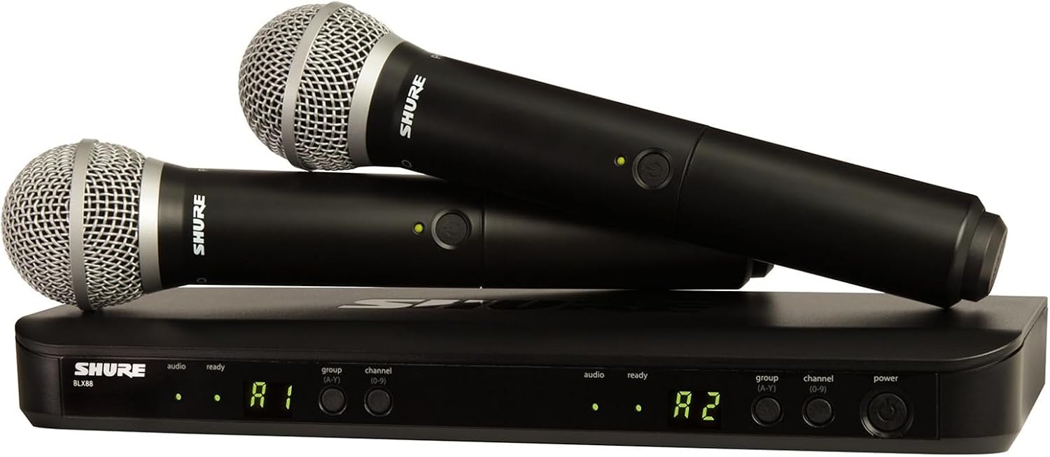 BLX288/PG58 Dual Wireless Vocal System - H11 Band | 14-hour battery and 300 ft UHF range with two PG58 handheld vocal