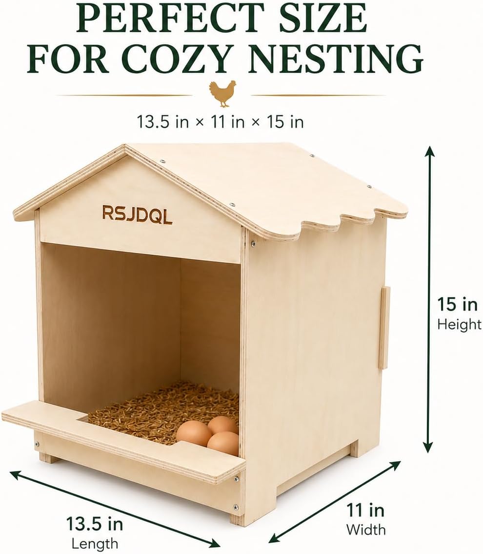 Chicken Nesting Boxes for Laying Hens w/Habitat& Removable Liner - Durable Nesting Boxes Prevent Breakage