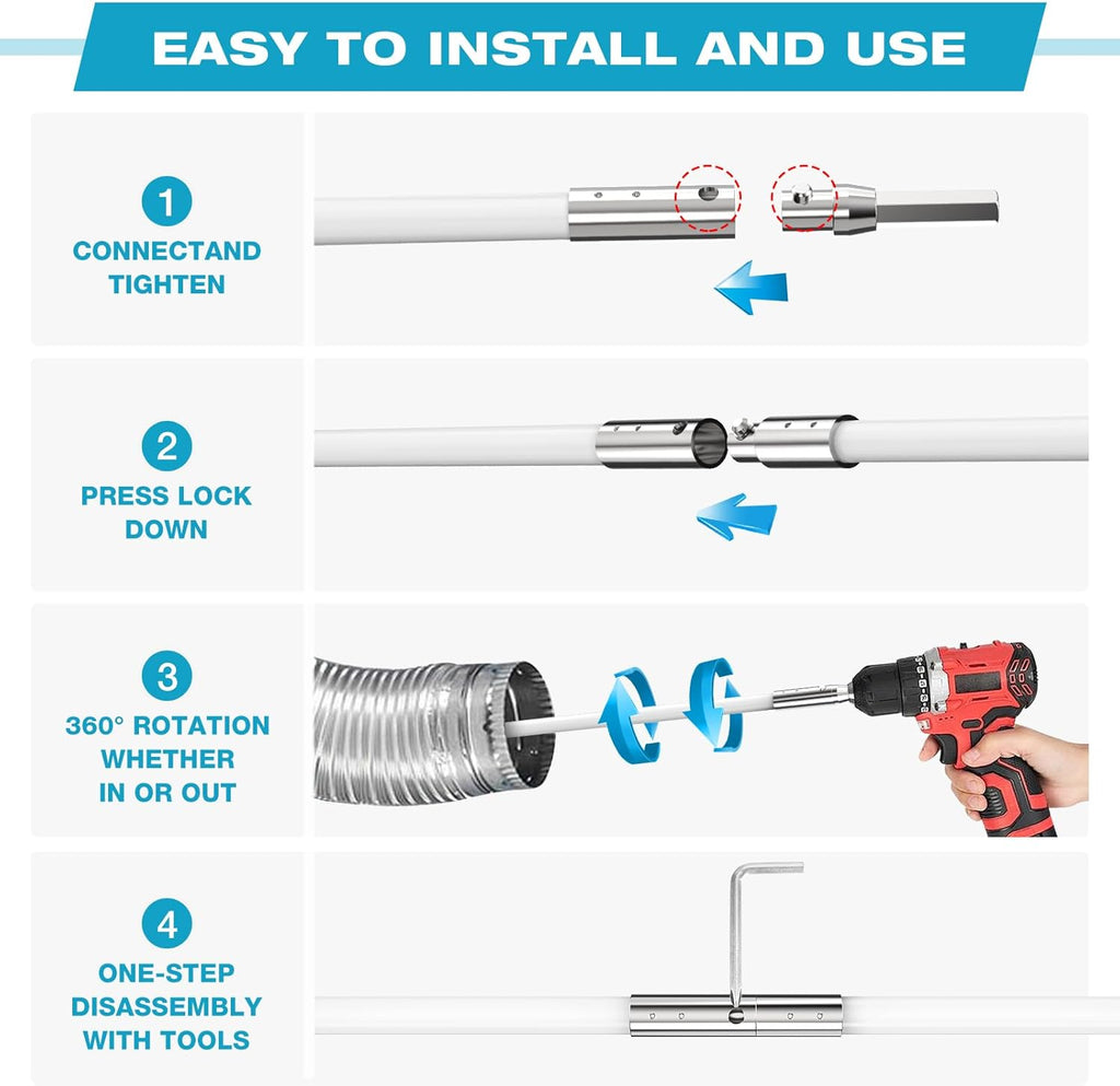 60Ft Dryer Vent Cleaner Kit - FlexibleLint Remover