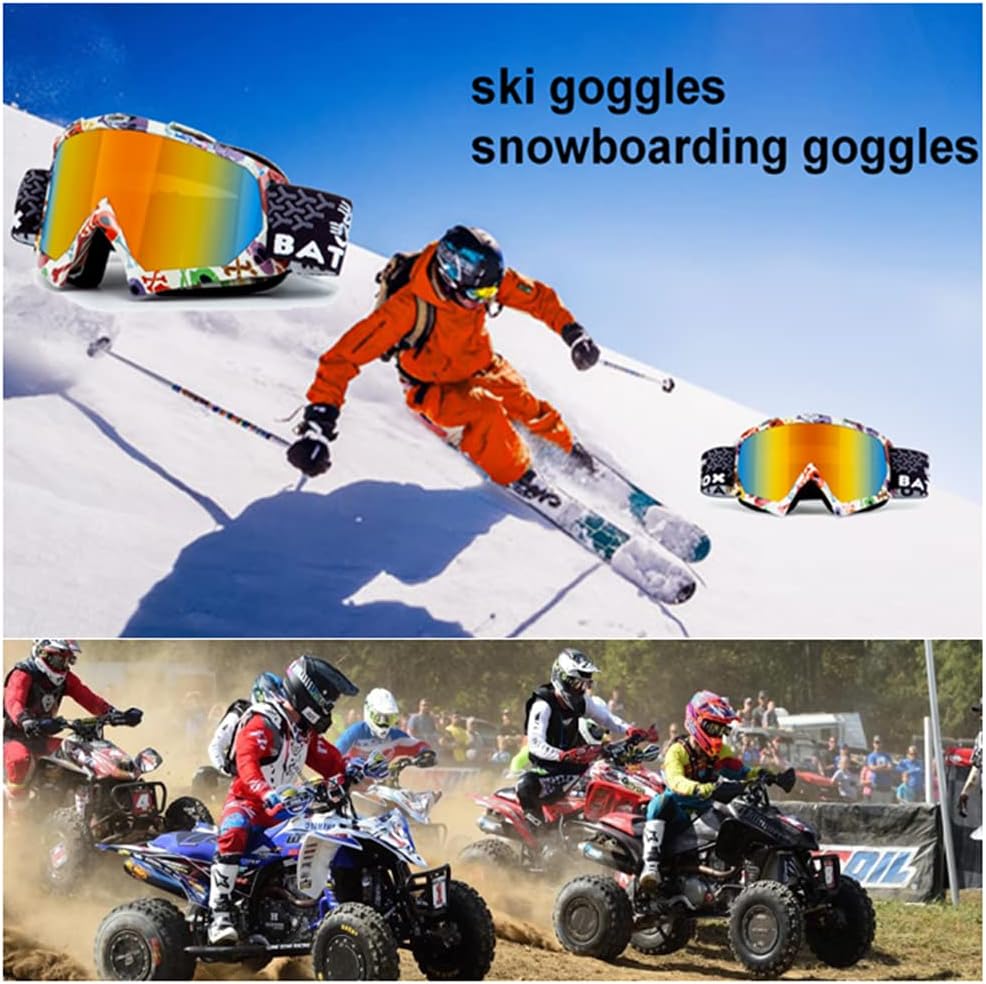 OTG Ski Snow Goggles, UV Protection Anti Fog Snowboard Goggles for Men Women Youth