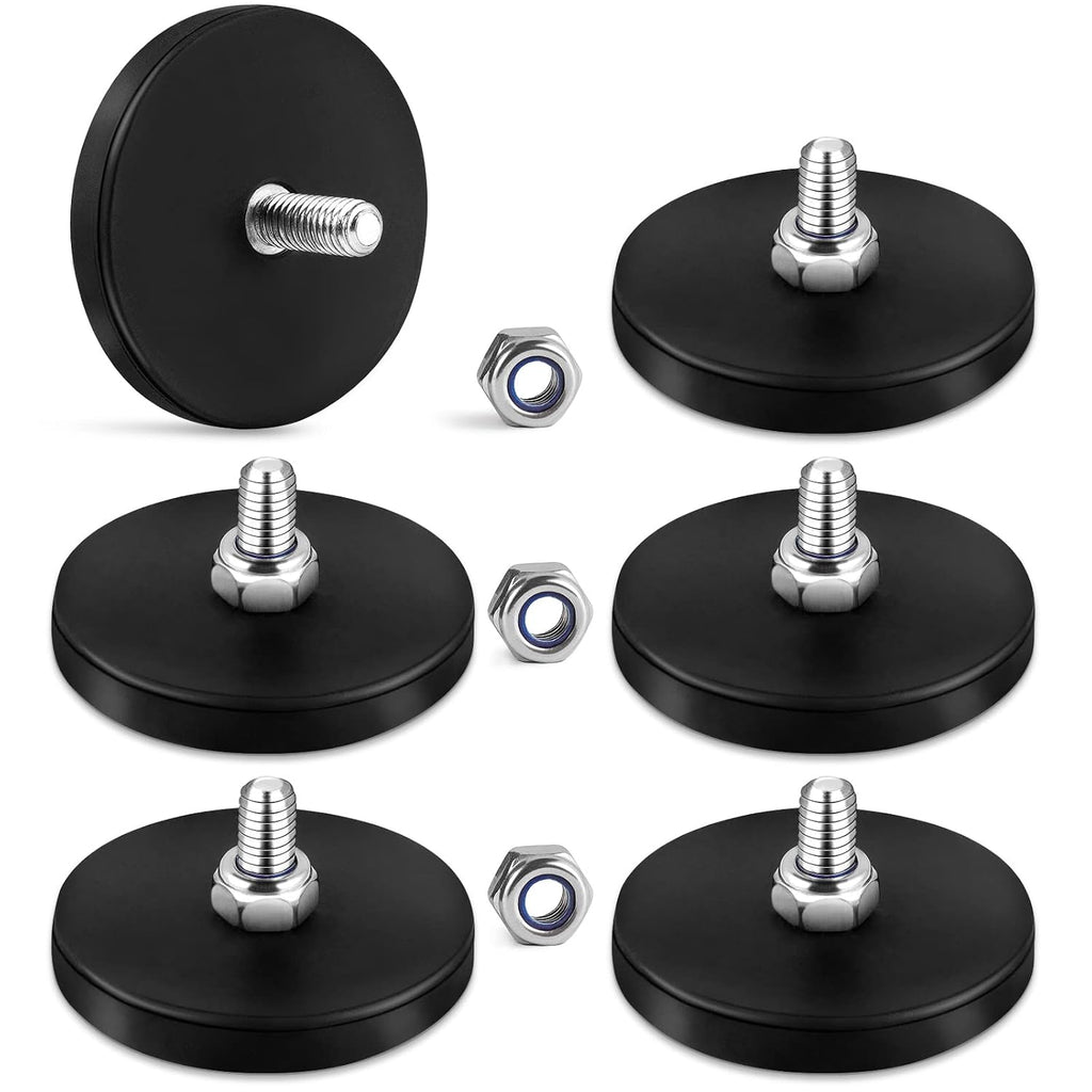 Learay Rubber Coated Magnets, 31 LBS Neodymium Magnet Base, 6 Pack