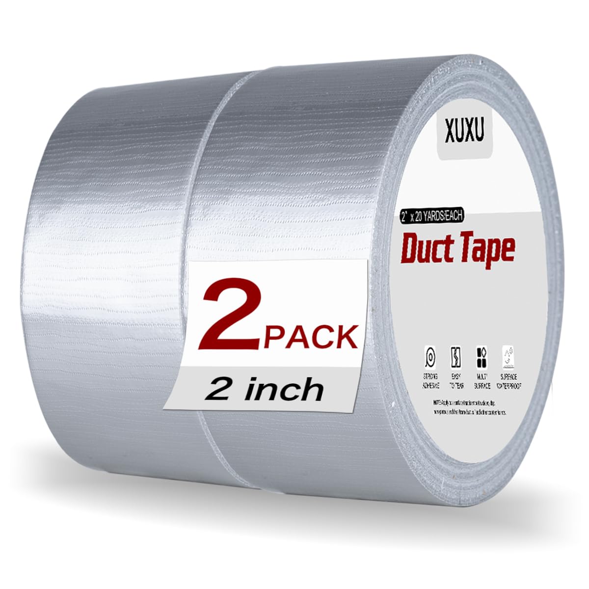 2 Pack Silver Duct Tape Heavy Duty Waterproof 40 Yards x 2 Inch Total