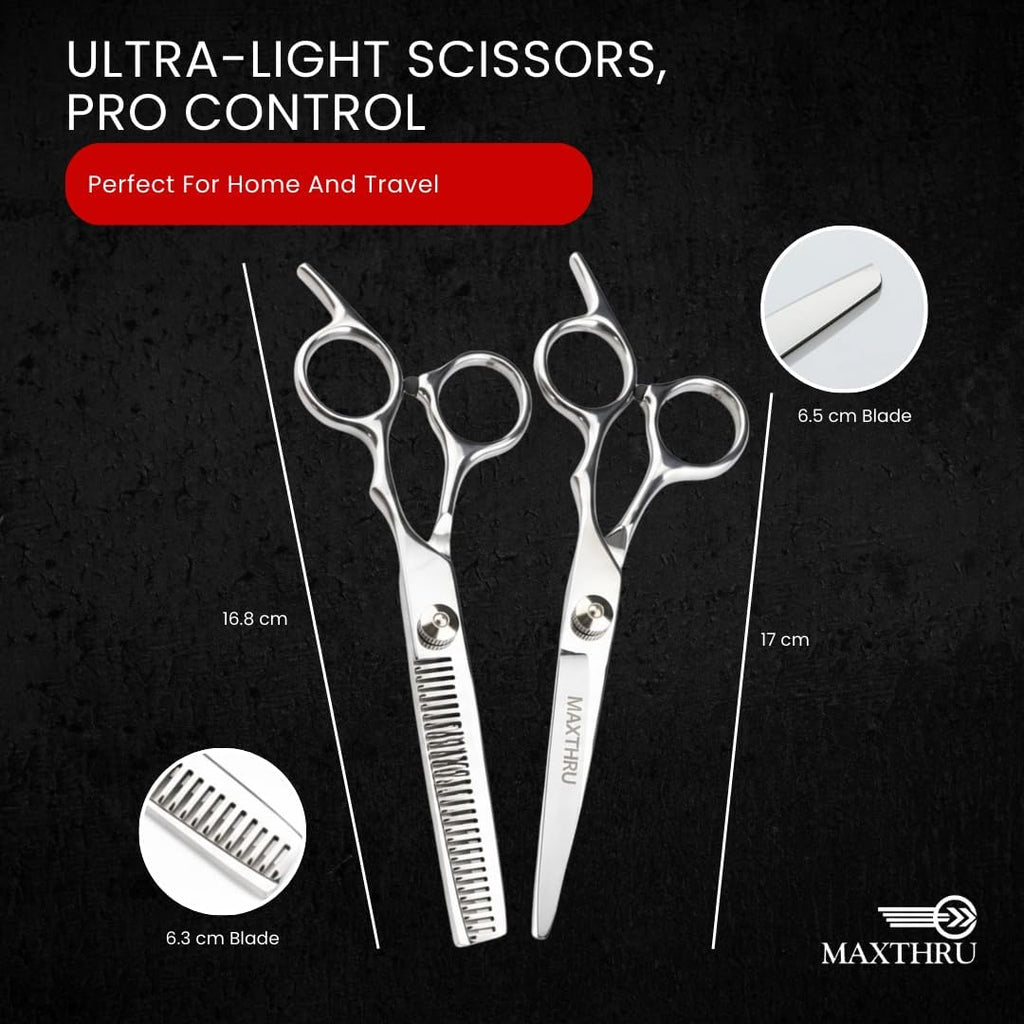 Hair Cutting Scissors & Thinning Shears Kit, Professional Stainless Steel Hair Scissors Set, Razor Sharp Barber