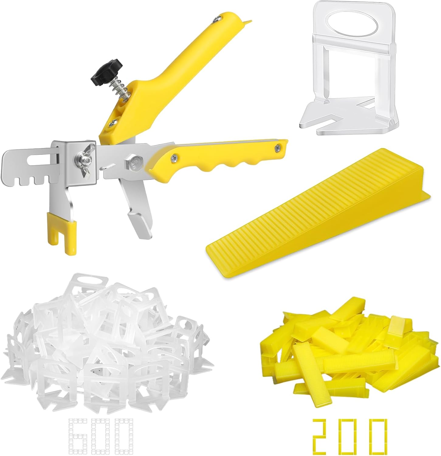 Tile Leveling System with Plier, 600 Tile Spacers 1/8" and 200 Wedges | Tile Leveling Clips with Tile Plier, Anti