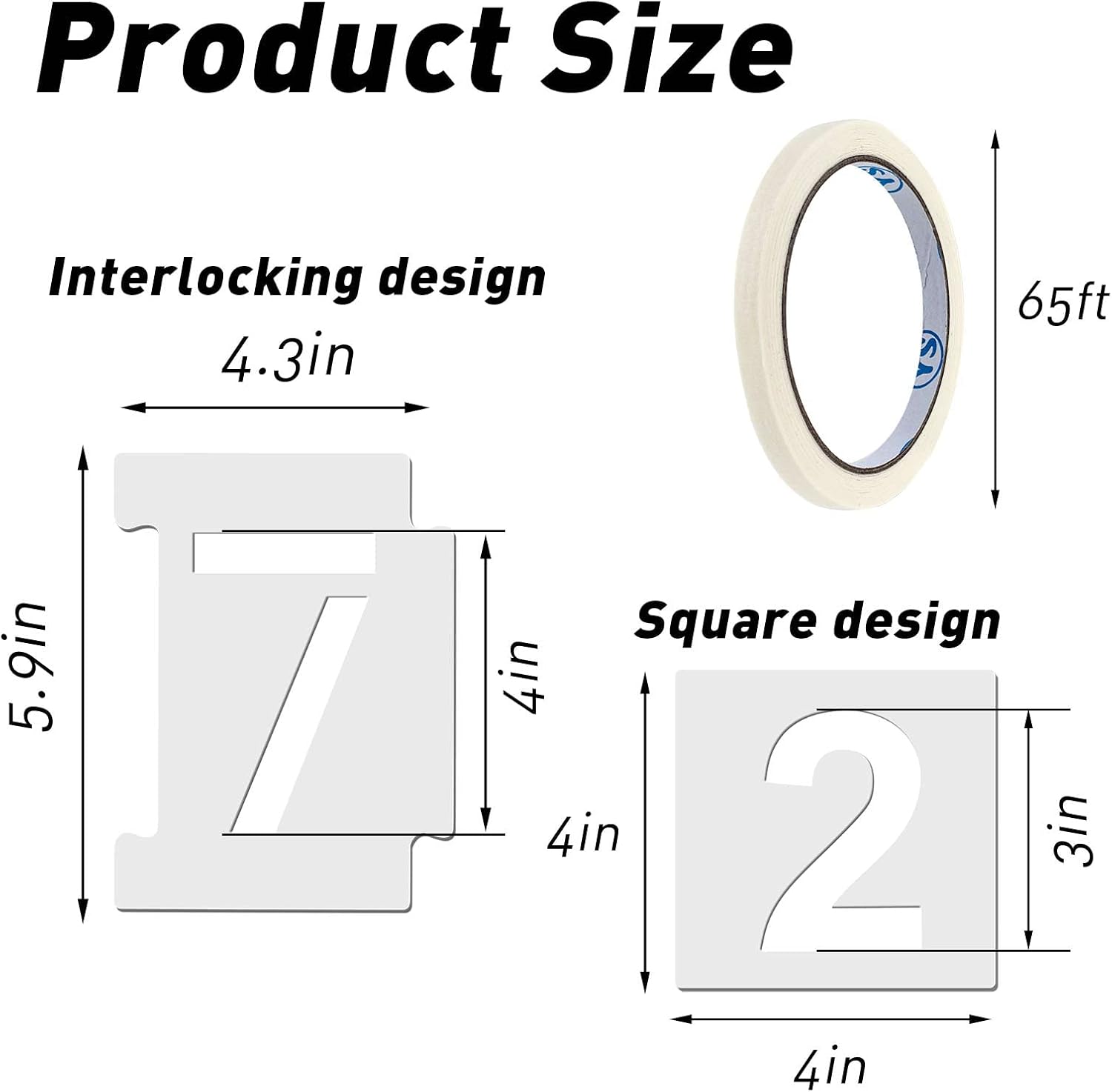 22 PCS Curb Number Painting Kit, Interlocking 0-9 Reusable Curb Stencil Kit for Address Painting, 4 inch & 3 inch 14