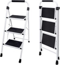 Step Ladder, 3 Sturdy Step Stool with Anti-Slip Pedal & Comfortable Handrail, Portable Heavy Duty Step Stool for