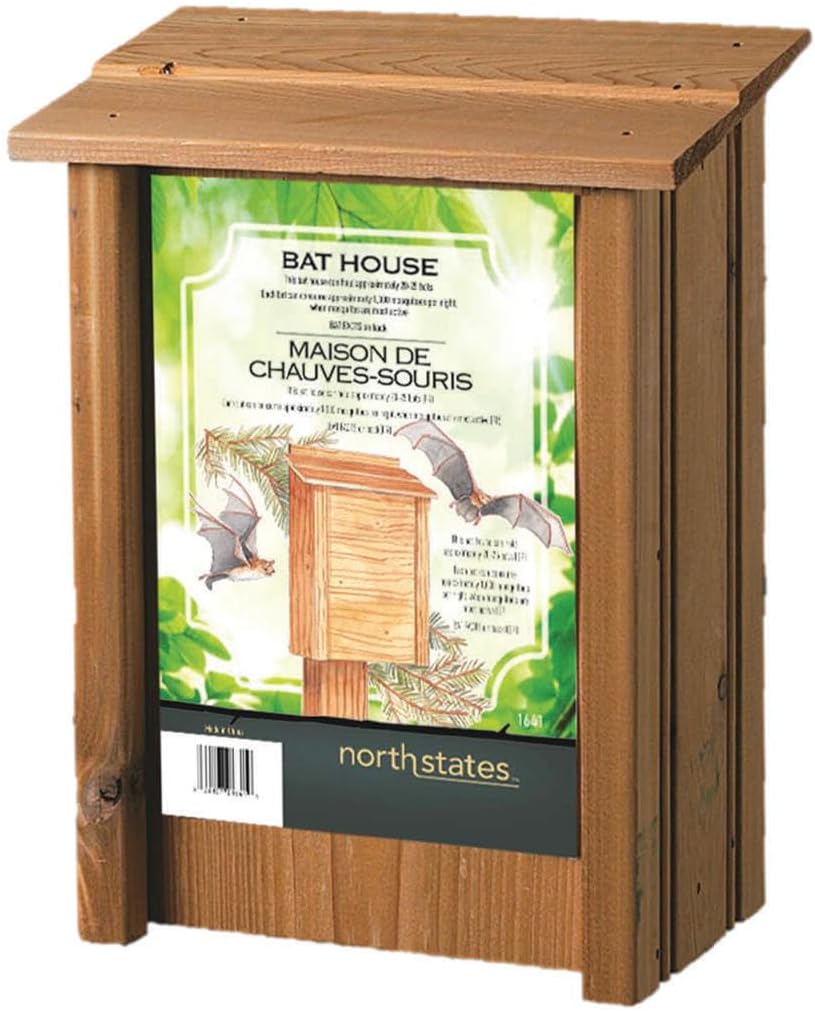 Outdoor Bat House for Mosquito Control with 3 Roosting Chambers, Holds 75 Brown Bats - Natural Wood