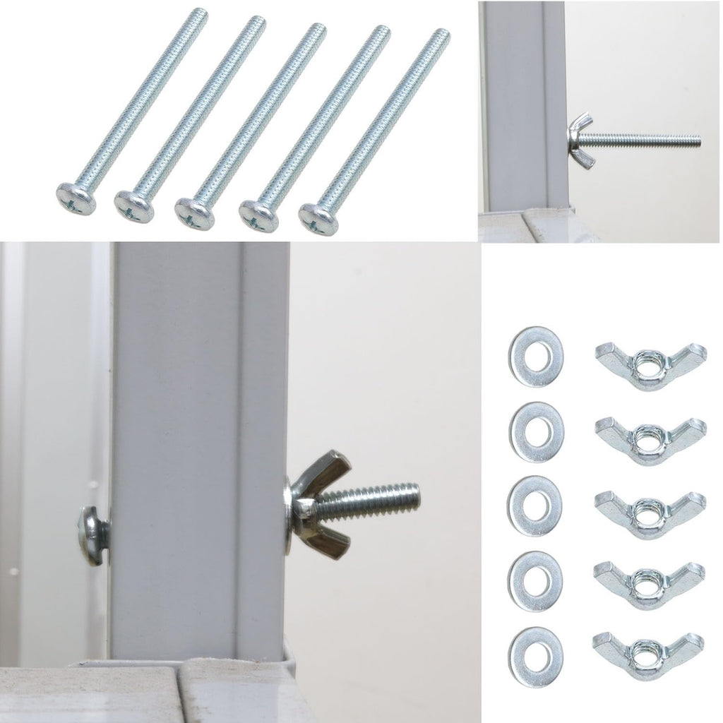 10 Sets 1/4-20 x 3 Inch Wing Nuts and Bolts with Washers