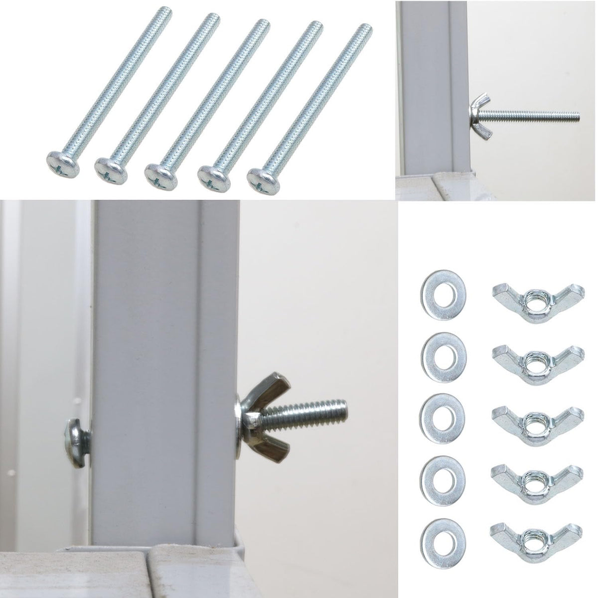 10 Sets 1/4-20 x 3 Inch Wing Nuts and Bolts with Washers