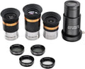 62° Aspheric Eyepiece Set, 1.25-Inch, 5X Barlow & Filters | Multi-focal eyepiece kit; fully multi-coated optics