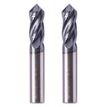 2Pcs 3/8" 4 Flute 90 Degree Solid Carbide Drill Mill - AlTiN Coated