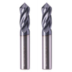 2Pcs 3/8" 4 Flute 90 Degree Solid Carbide Drill Mill - AlTiN Coated