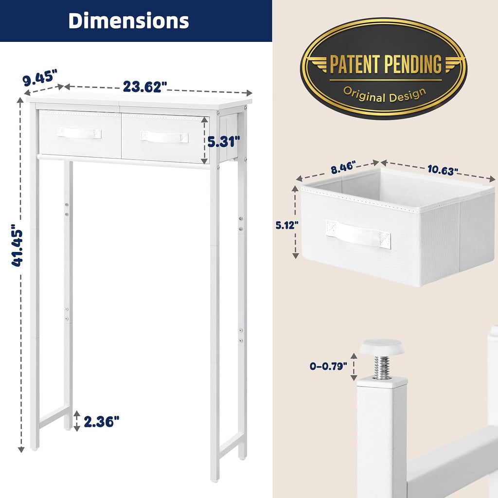 2-Tier Over The Toilet Storage with 2 Fabric Drawers, Freestanding Above The Toilet Storage Cabinet, Space Saver