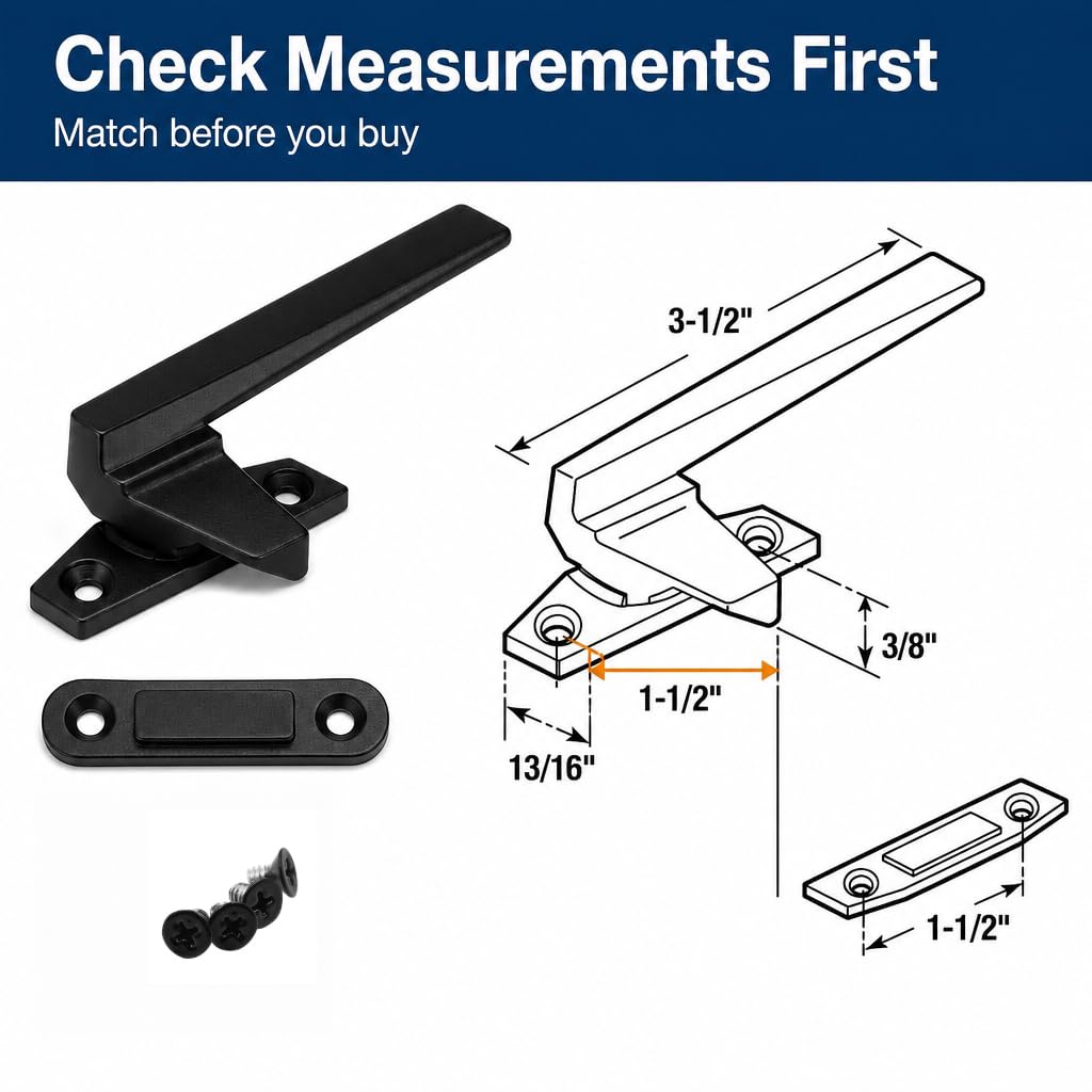 H 38218 Right-Handed, Matte Black, Casement Locking Handle with Offset Base (Single Pack)