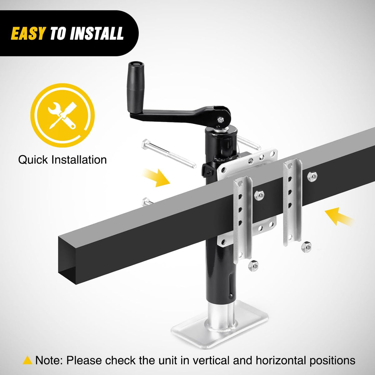 Trailer Jack 2000 LBS Swivel Bolt-On RV Jacks 10" Vertical Travel