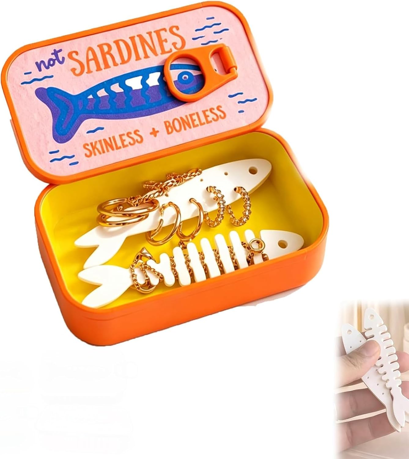 Sardine Jewelry Box, Sardine Travel Jewelry Case, 3d Printed Sardine Tin Like Jewelry Case, with Fish-Shaped Holders