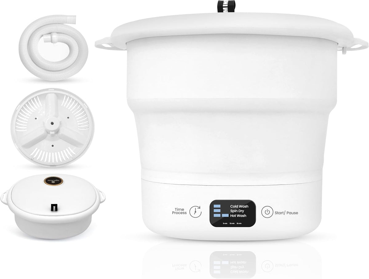 Pure Clean Portable Washing Machine, Foldable Mini Washing Machine for Camping, Travel, RV & Small Spaces