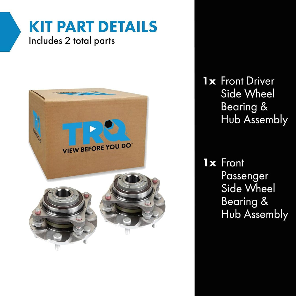 TRQ Front Wheel Bearing & Hub Assembly Driver & Passenger Side 2 Piece Set