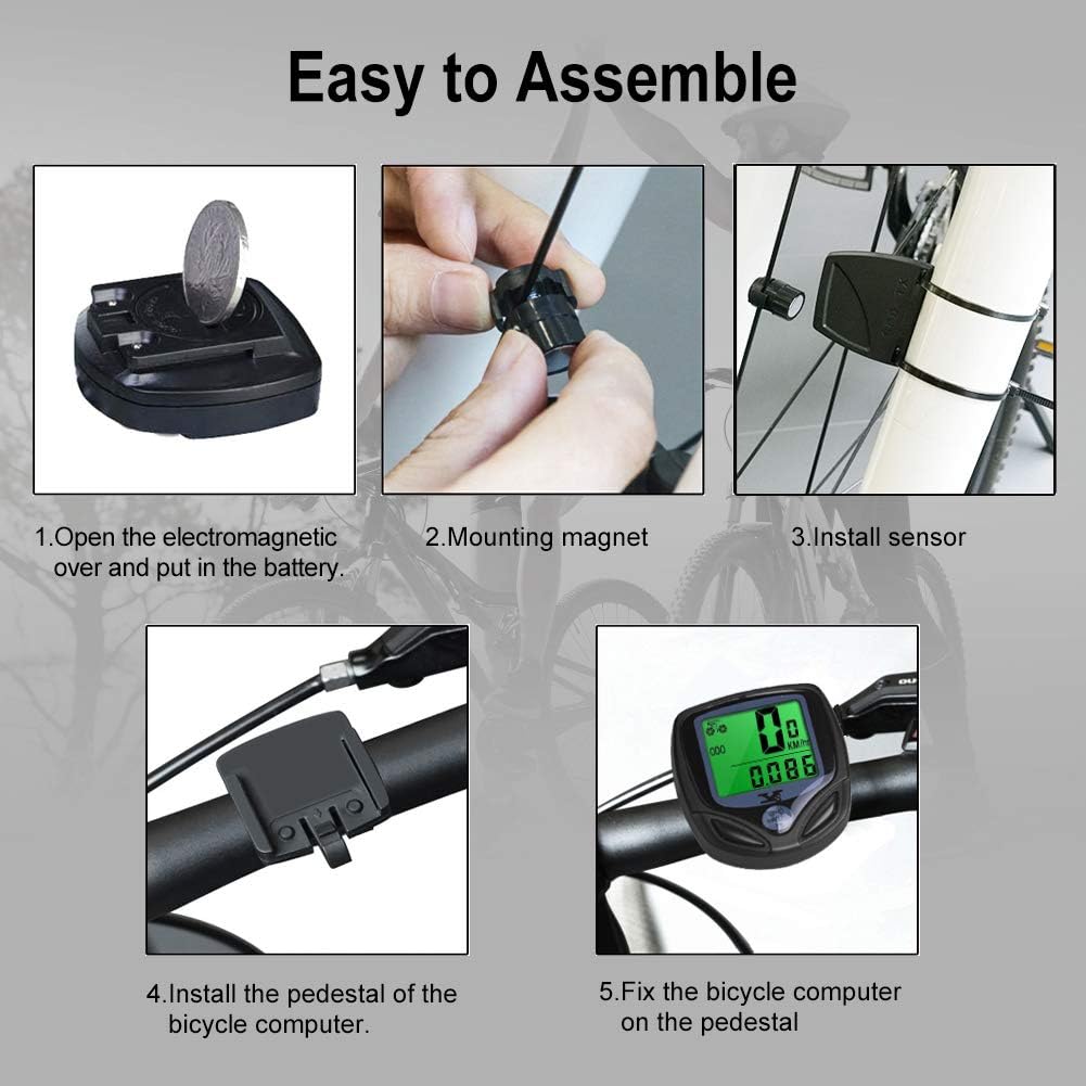 Bicycle Speedometer and Odometer Wireless Waterproof Cycle Bike Computer with LCD Display & Multi-Functions by YS