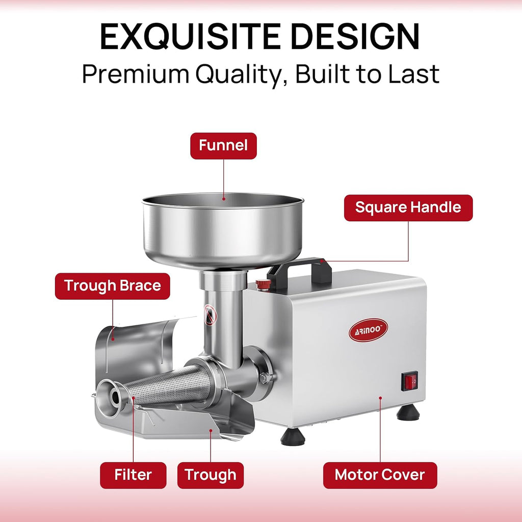 0.6HP Electric Tomato Strainer,Professional Tomato Milling Machine, Stainless Steel Food Mill For Tomato Sauce With