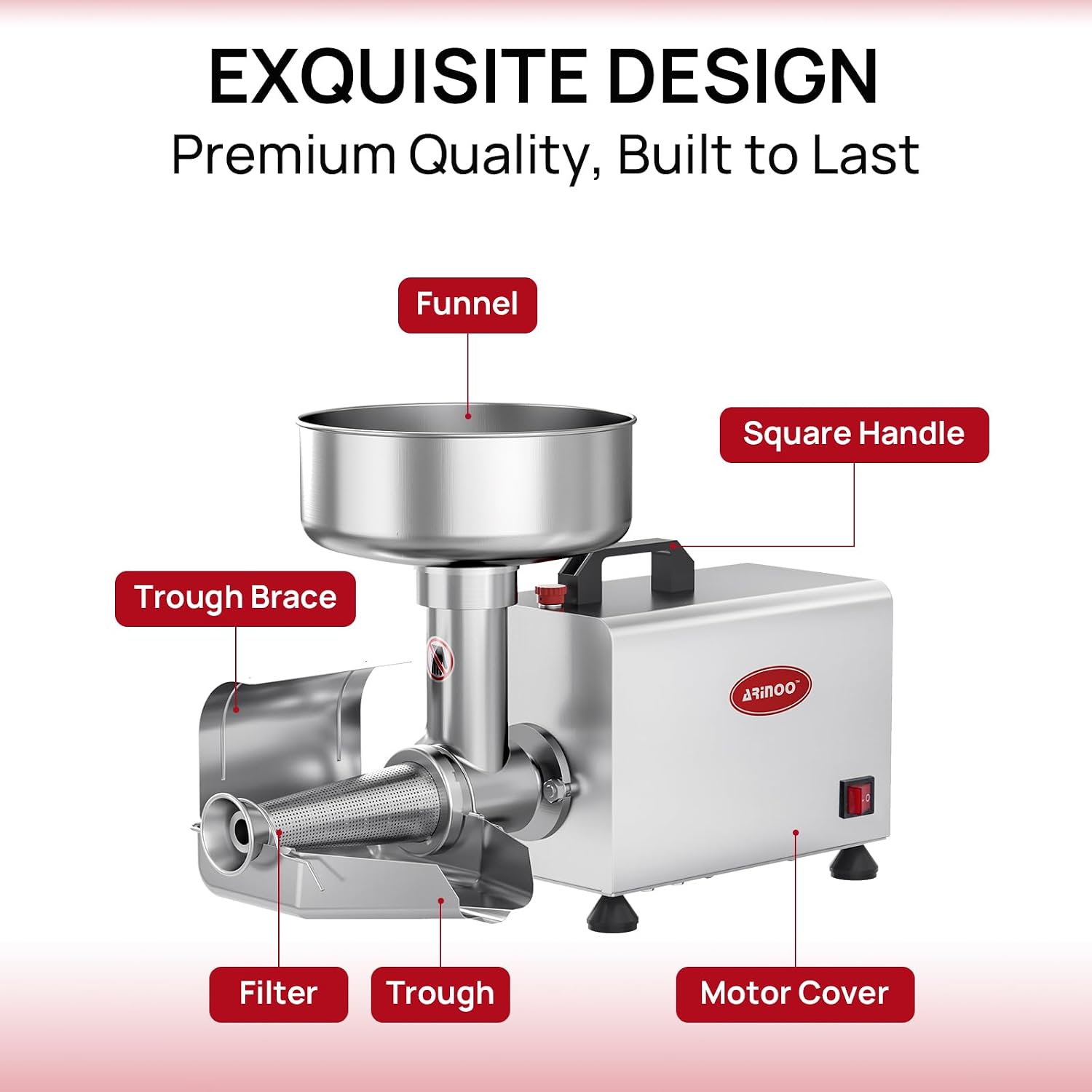 0.6HP Electric Tomato Strainer,Professional Tomato Milling Machine, Stainless Steel Food Mill For Tomato Sauce With