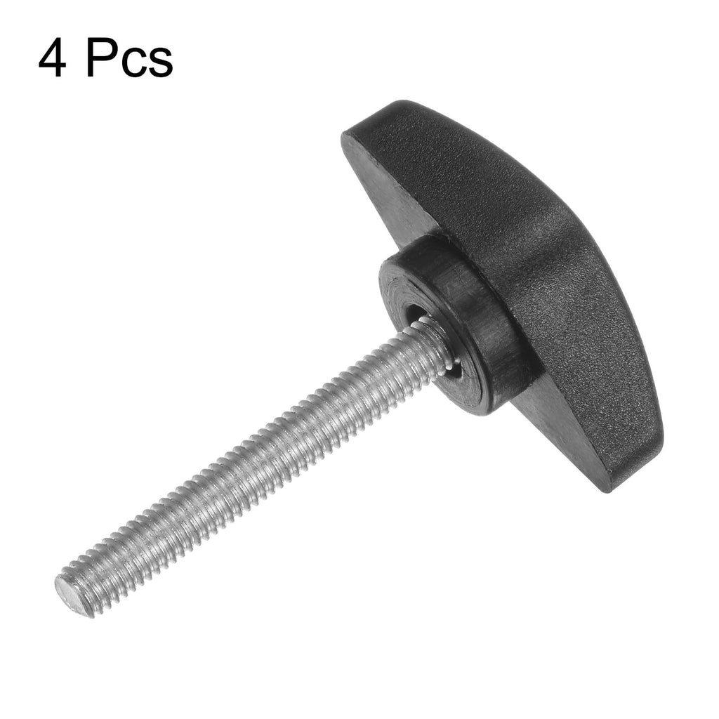 HARFINGTON 4pcs Tee Wing Knobs Thumb Screws M5 x 35mm Male Thread Black