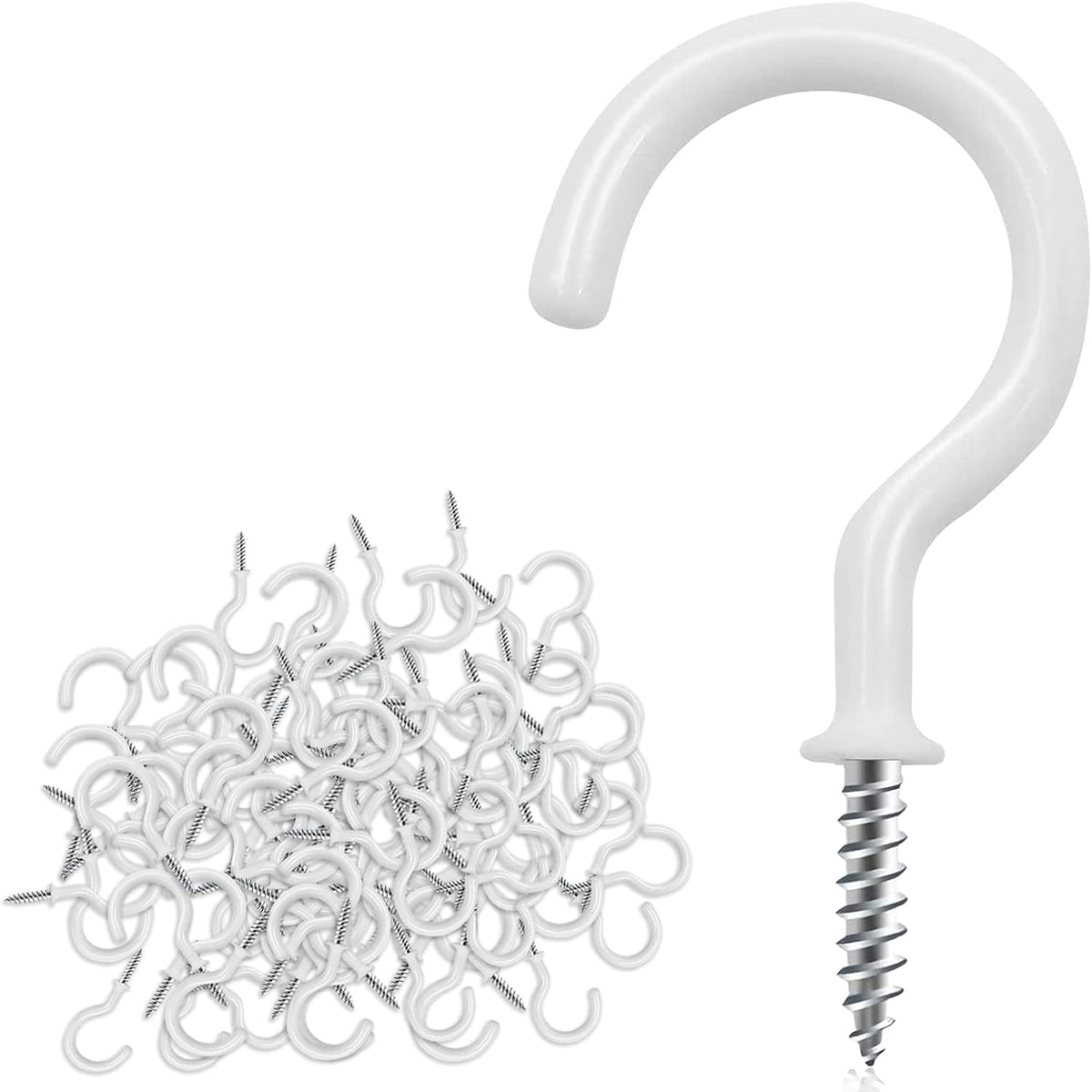 Cup Screw Hooks,3/4 inch Vinyl Coated Ceiling160 Pack Screw in Hooks Plant Hanger Wind Chimes Kitchen Cup Hooks Great