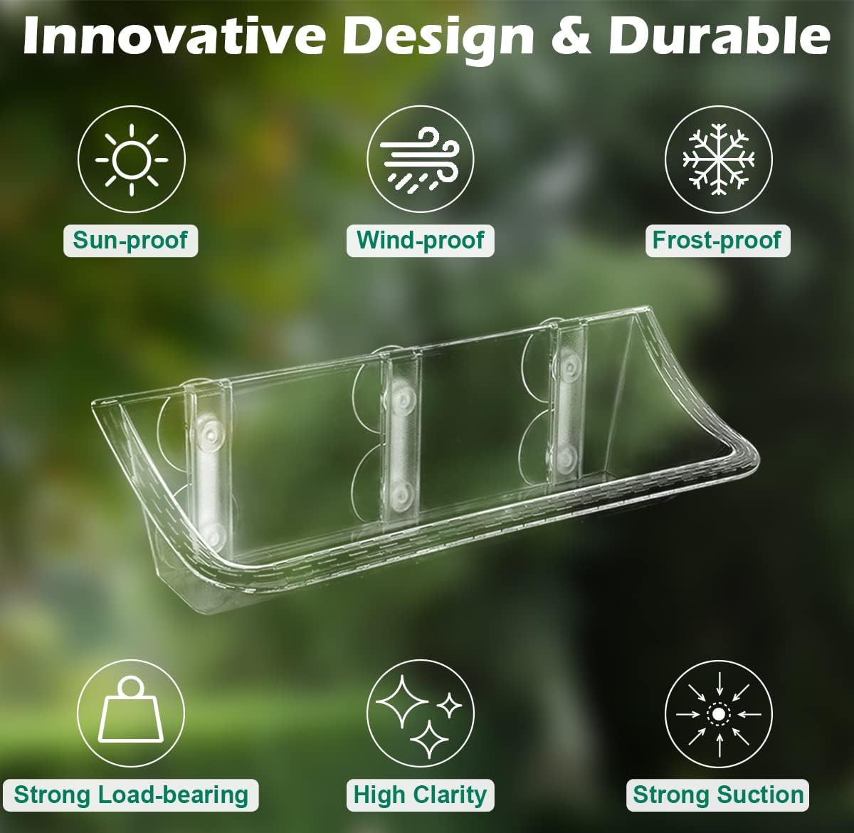 Clear Bird Bath Bird Feeder for Outside Window Glass, Transparent Birdbath with Strong Suction Cups for Viewing, Bird
