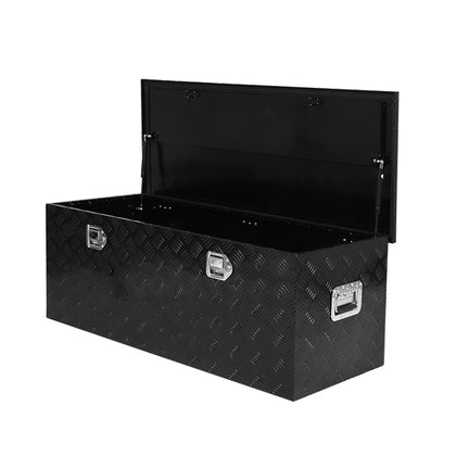 48"x19.5"x17.5" Black Heavy Duty Aluminum Pickup Truck Bed Tool Box，Diamond Plate Waterproof Storage Box For Truck