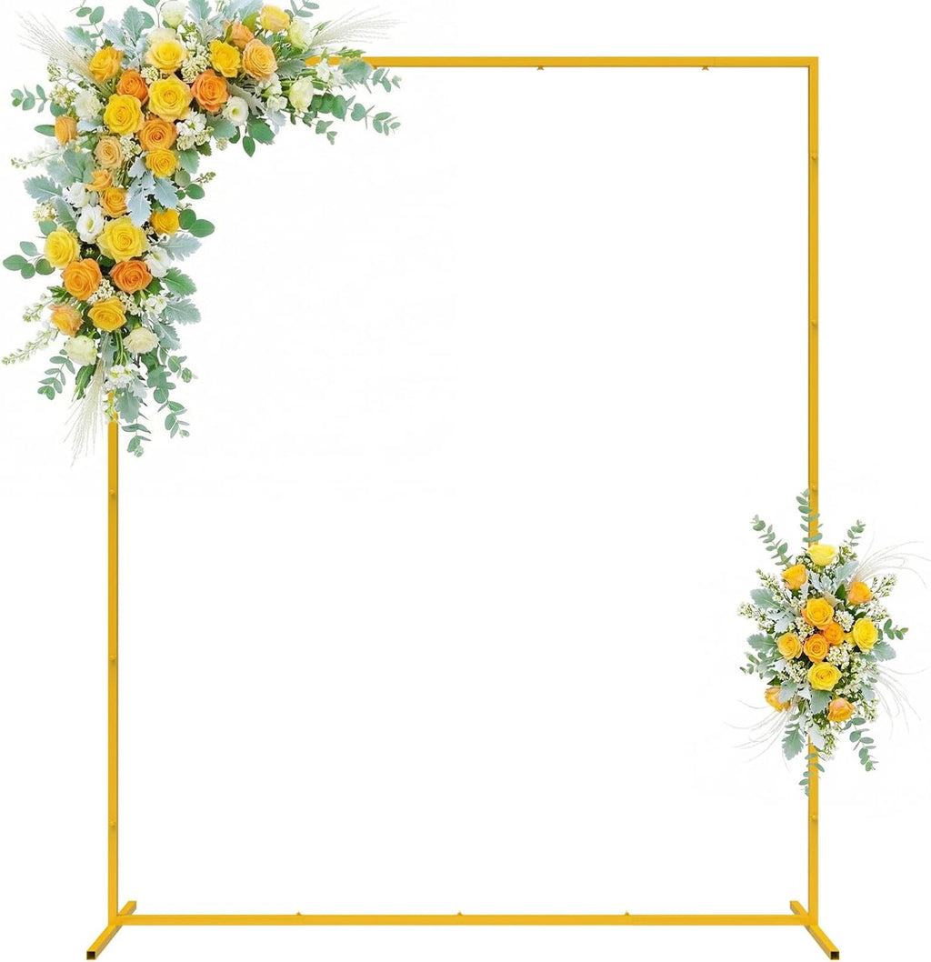 Backdrop Stand Square Wedding Arch 6.6FT x 5.2FT Gold Metal Balloon Arch Backdrop Stand for Wedding Ceremony Birthday