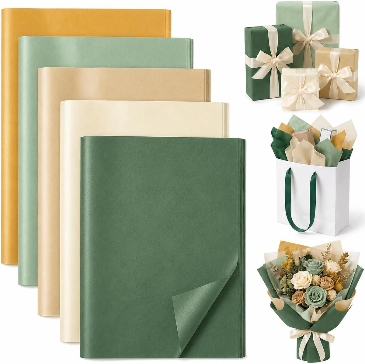 Vintage Tissue Paper for Gift Bags, 100 Sheets, 20 x 14 Inch