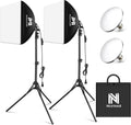 Softbox Lighting Kit, NiceVeedi 2-Pack 16'' x 16'' Softbox Photography Lighting Kit with 63” Tripod Stand & 5400K