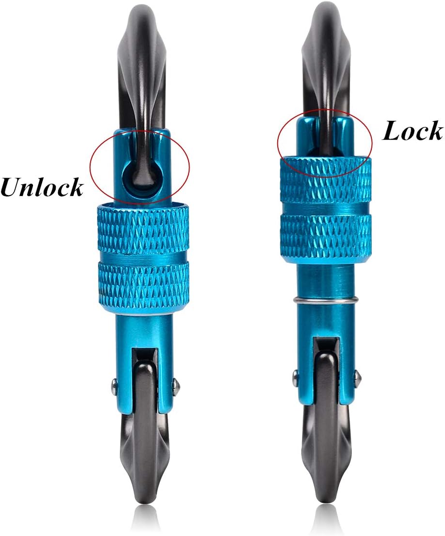 12kN (2697 lbs) Heavy Duty Locking Carabiner Clips for Outdoor, Camping, Hiking, Securing Pets, Hammock, Dog Leash