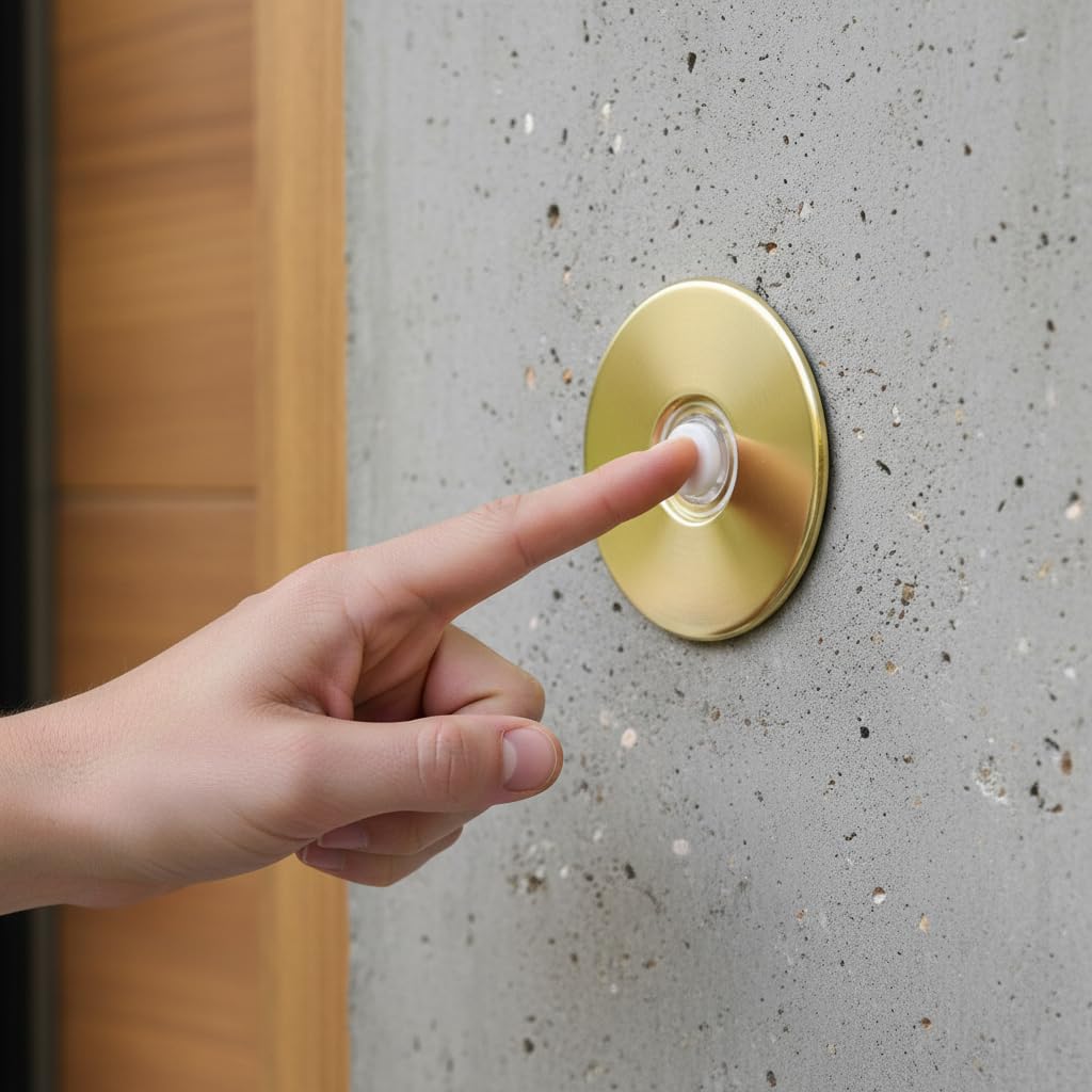 Products Lit Stucco Pushbutton Doorbell Button – 5/8” Decorative Lighted Gold Rim Pearl Button – 2-1/2” Gold Anodized