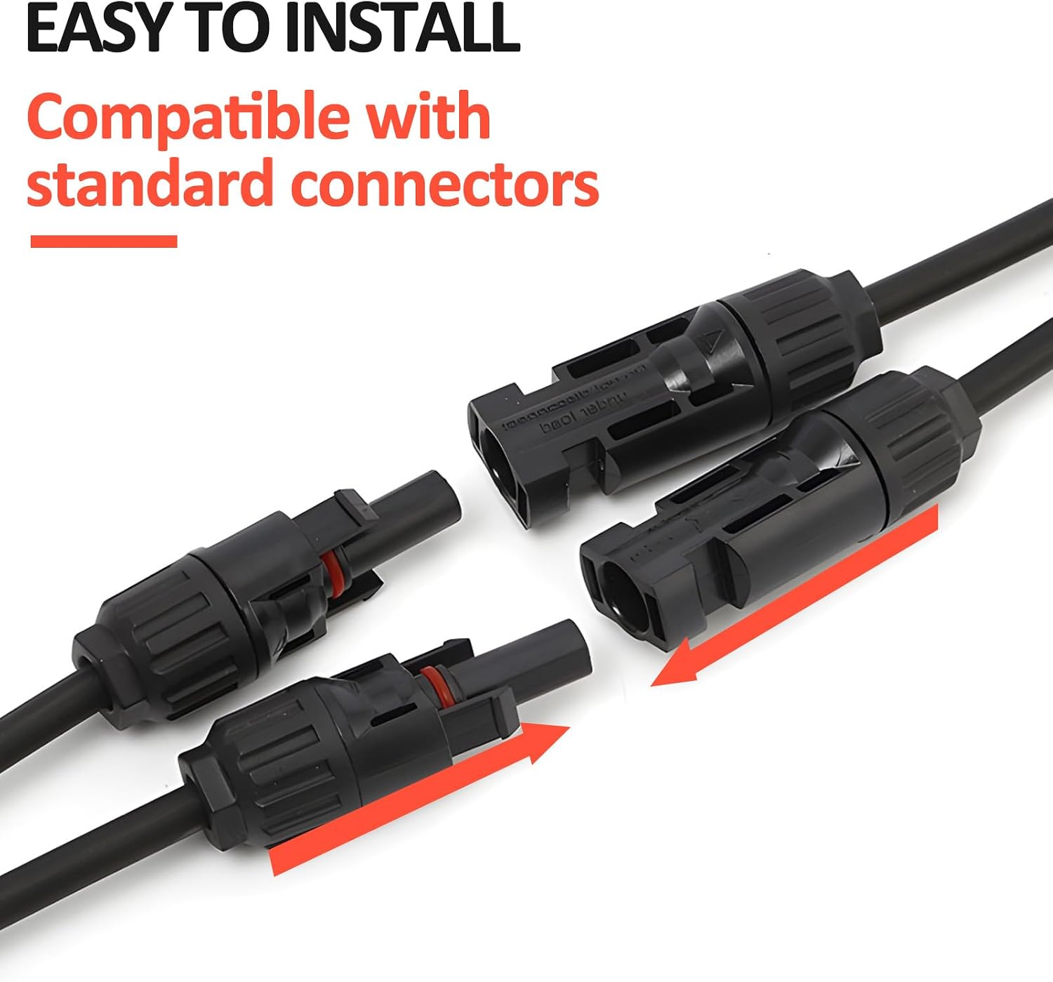 10FT 10AWG Solar Extension Cable with Female and Male Connector with Extra Free Pair of Solar Y Connector Adaptor Kit